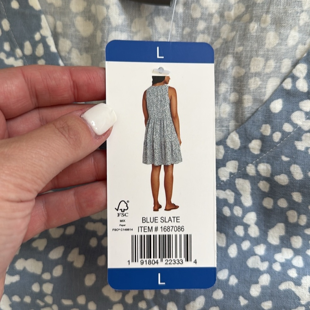 NEW- Matty M V-Neck Linen Tiered Dress in Blue Slate - Picture 4 of 9